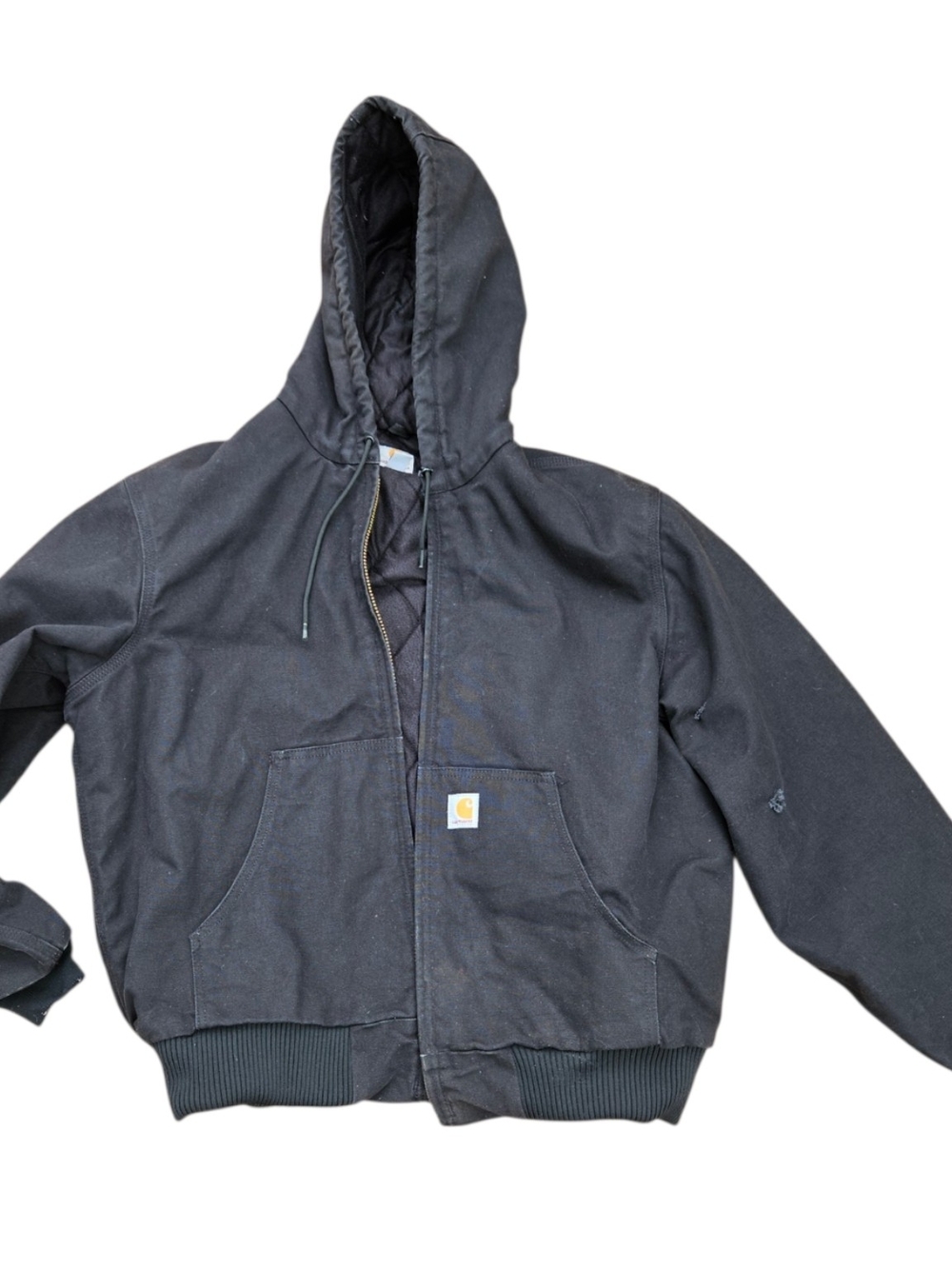 Carhartt Black Hooded Work Jacket #14806 Sz L
